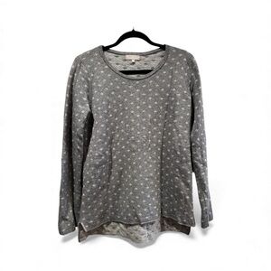 Benedetta B. Merino Wool & Cashmere Elegant Gray Polka Dot Long Sleeve Top